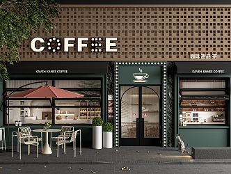 Coffee shop door front outdoor table and chair folding window light box light board outdoor chair awning 3d model