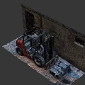 Red Industrial Forklift Utility Vehicle Featuring Large Tires For Warehouse Operations