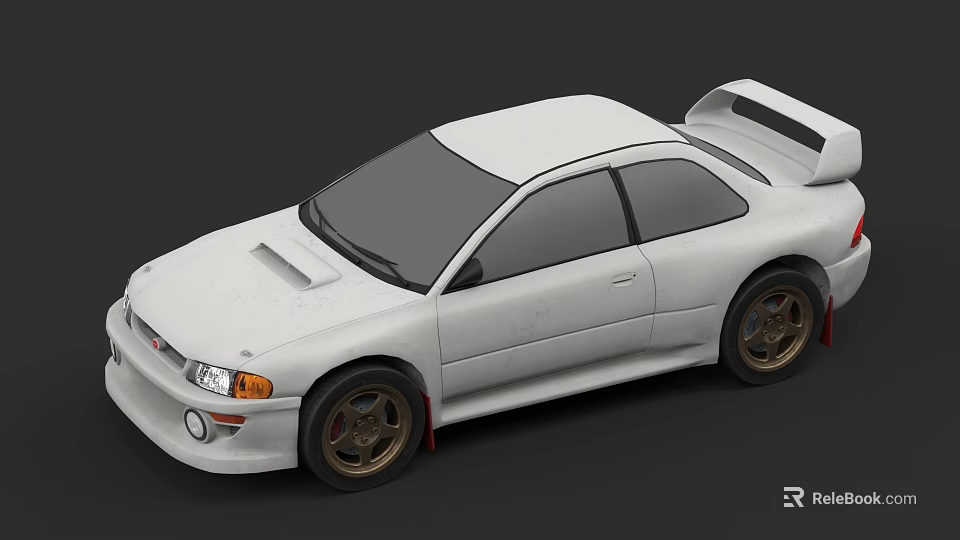 White Two Door Sports Car With Rear Spoiler And Sporty Design Features 3d model 