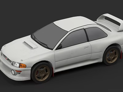 White Two Door Sports Car With Rear Spoiler And Sporty Design Features 3d model