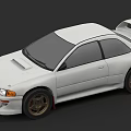 White Two Door Sports Car With Rear Spoiler And Sporty Design Features