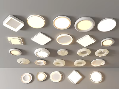 Various Shapes Of Ceiling Lights For Interior Decoration 3d model