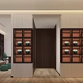 Cultural Study Room Interior Featuring Chinese Calligraphy Wall Wooden Bookshelves And Green Stools