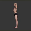 Shirtless Man Flexing Muscles In Black Underwear Against Gray Background