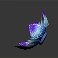Cartoon Scene Of Blue And Purple Shiny Flower With Layered Petals On Dark Background