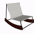Modern Leisure Chair With White Cushion Metal Frame And Wooden Rocking Base