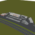 Modern Gas Station Building Design With Parking Areas And Road Access