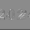 Metallic 2024 Numbers Wall Decor With Mechanical Gear Details On Gray Background Wall