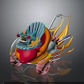 Colorful Cartoon Car 3D Model With Blue Seat Red Body Pink Wheels And Flame Decor