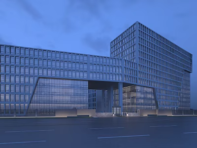 Modern Industrial Factory Building With Glass Curtain Wall And Multi Story Structure 3d model