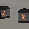 Two Black Freestanding Fireplaces With Burning Flames Modern Interior Design