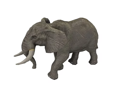 Gray Elephant Sculpture With Prominent Tusks And Large Ears 3d model