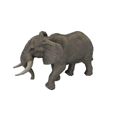 Gray Elephant Sculpture With Prominent Tusks And Large Ears 3d model Gray Elephant Sculpture With Prominent Tusks And Large Ears 3d model