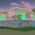 Modern Circular Pergola With Colorful Multi Level Design And Surrounding Greenery