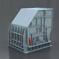 Industrial Jaw Crusher With Gray Body Red Wheel And Crushing Chamber Frame