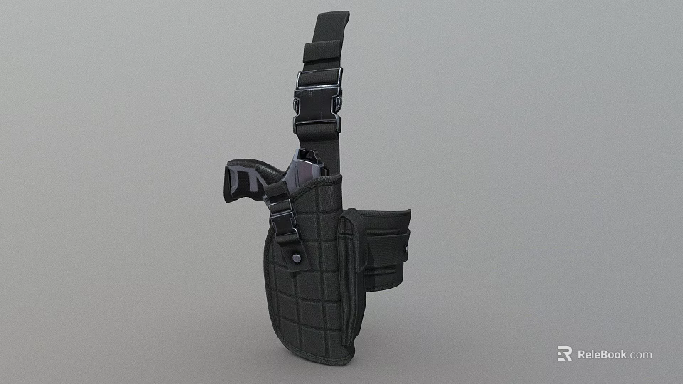 Black Shoes With Adjustable Straps And Grid Pattern Design For Daily Wear 3d model 