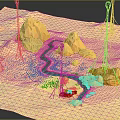 Artistic Garden Landscape Featuring Miniature Rock Formations Winding Path and Decorative Lines