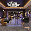 Modern Luxury KTV Lobby Interior With Comfortable Sofas And Stylish Reception Desk 3d model