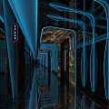 KTV Corridor Design With Modern Neon Lights Marble Walls And Reflective Floors