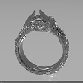 Elegant Silver Ring With Intricate Carving And Diamond Accent For Fashion Accessory