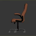Ergonomic Orange Office Chair With Padded Backrest Armrests And Swivel Wheels