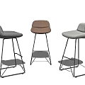 Modern Leather Bar Stools Gray Brown White With Sleek Metal Legs Design