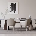 Modern Dining Table and Chair Combination Dining Table and Chair 3d model