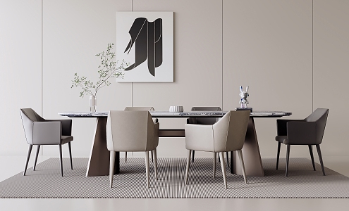 Modern Dining Table and Chair Combination Dining Table and Chair 3d model