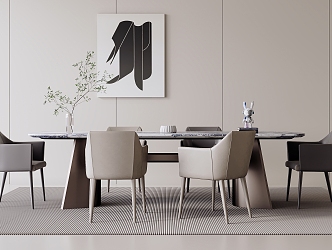 Modern Dining Table and Chair Combination Dining Table and Chair 3d model