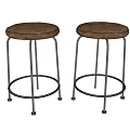 Two Brown Padded Bar Stools With Black Metal Frames And Sturdy Base 3d model