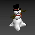 Game Movie Character Snowman With Black Top Hat Red Scarf And Glowing Eyes