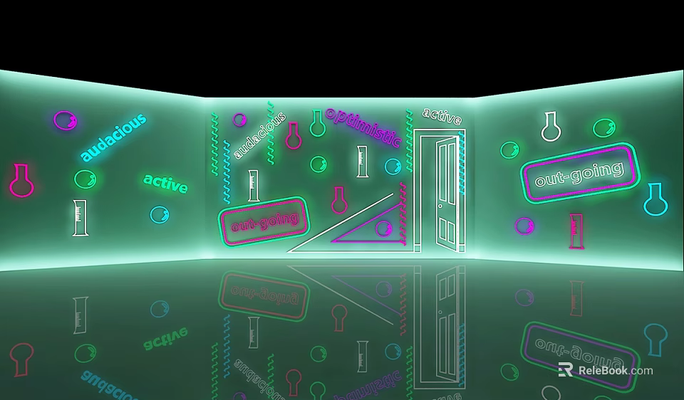 Modern Commercial Equipment With Neon Effect Analytical Active Functional Icons And Reflective Surface 3d model 