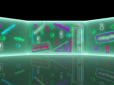 Modern Commercial Equipment With Neon Effect Analytical Active Functional Icons And Reflective Surface 3d model