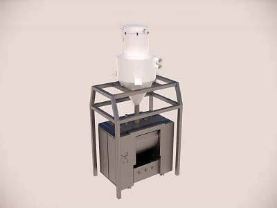 Industrial Machinery With White Conical Container And Metal Frame Cabinet Base 3d model