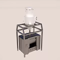 Industrial Machinery With White Conical Container And Metal Frame Cabinet Base