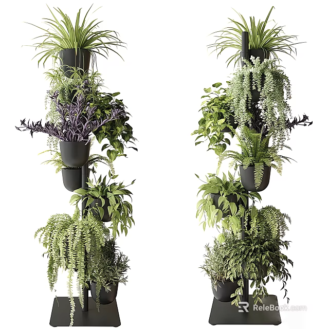 Hanging Bonsai Potted Plants With Multiple Layers Green Foliage For Indoor Decor 3d model 