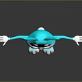 Cartoon Rabbit Game Animation Character With Blue Body Pink Belly White Paws And Smiling Expression