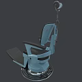 Medical Examination Chair With Turquoise And Black Headrest Adjustable Backrest Armrests Footrest And Ergonomic Design