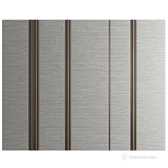 Textured Vertical Striped Wall Panel With Metallic Finish For Interior Design 3d model 