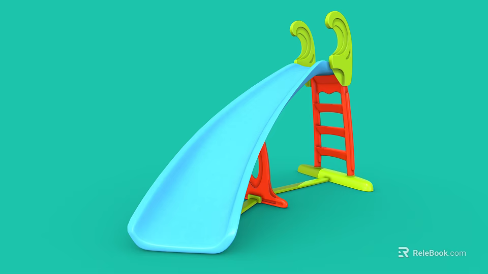 Brightly Colored Children's Slide With Blue Slide Surface Orange Ladder And Green Top 3d model 