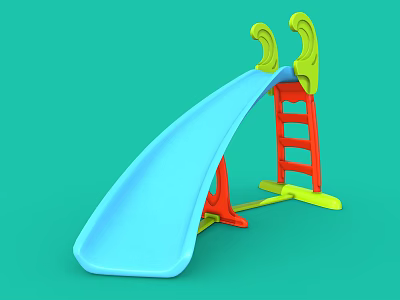 Brightly Colored Children's Slide With Blue Slide Surface Orange Ladder And Green Top 3d model
