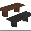 Modern Dining Tables With Wooden And Dark Colored Rectangular Tops And Simple Leg Design 3d model