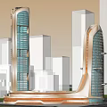 Stream Modeling Commercial Office Building Hotel Building 3d model