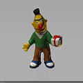 Yellow Cartoon Character In Green Sweater Brown Pants Blue Shoes Holding Red White Ball