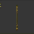 Decorative Polearm Weapon With Multi Tiered Structure And Red Black Gold Accents