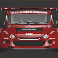 Red Modified Race Car With VALBECOURT RENNTECH Logos Rear Spoiler Sporty Design