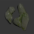 Two Natural Stone Pieces With Wood Like Texture And Green Veins On Rough Surface