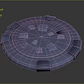 Fantasy Character Standing On Blue Circular Platform With Purple Glowing Ring And Square Nodes