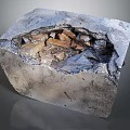 Wood and Stone Composite Block with Embedded Wooden Fragments and Textured Surface