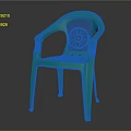 Green Plastic Lightweight Leisure Chair with Armrests Perforated Backrest and Seat for Casual Use